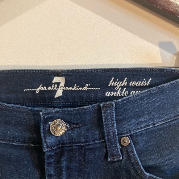 7 FOR ALL MANKIND Sz 29 High Waisted Ankle  Gwenevere Skinny Dark Wash Jeans - Picture 2 of 10